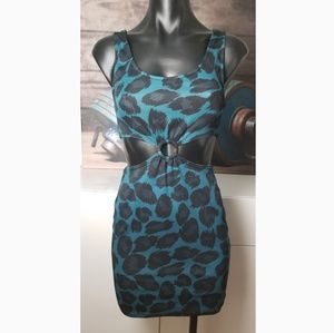 Forever 21 Teal Black Leopard Print Dress